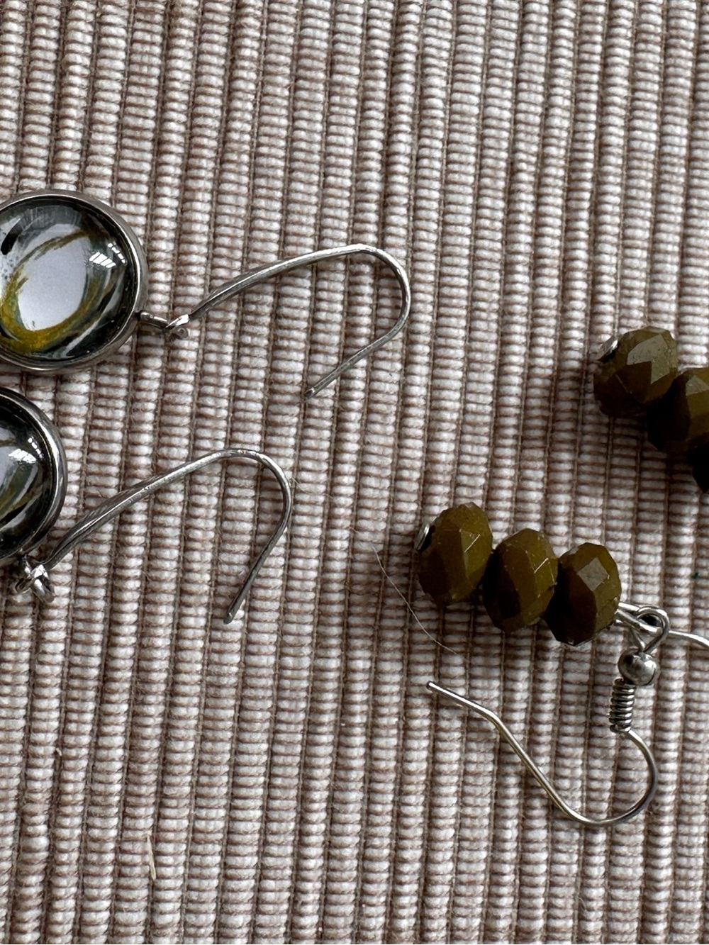 Handmade Olive Green Bead Drop Earrings - Women Jewelry